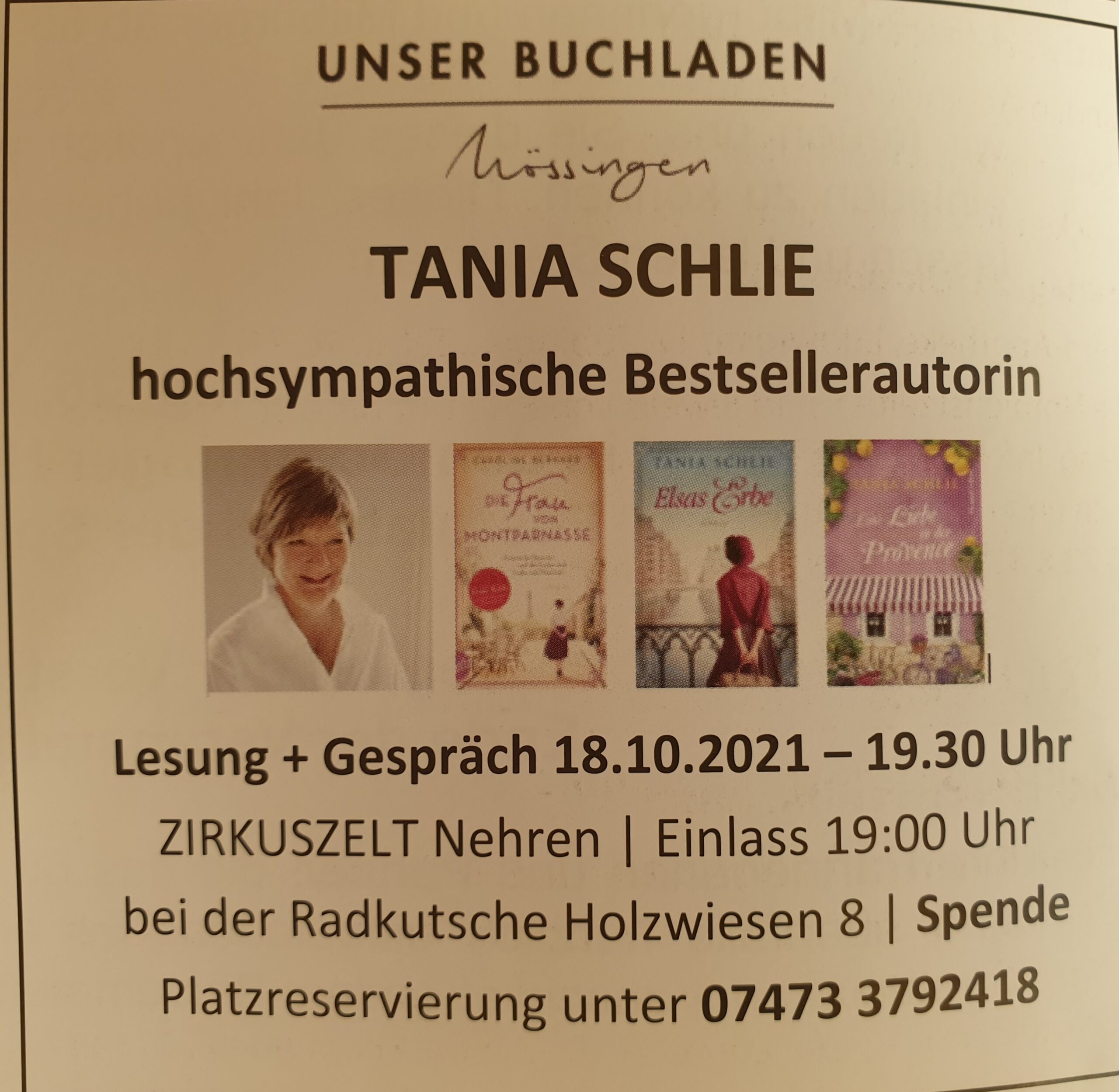 18.10.21 Tania Schlie - Lesung und Gespräch im Zirkuszelt Nehren