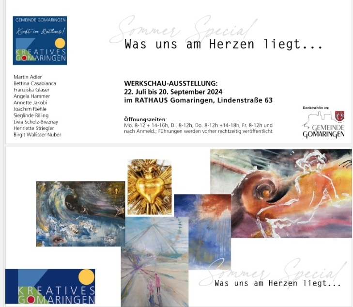 22.07.- 20.09.2024 - Ausstellung Kreatives Gomaringen: Was uns am Herzen liegt