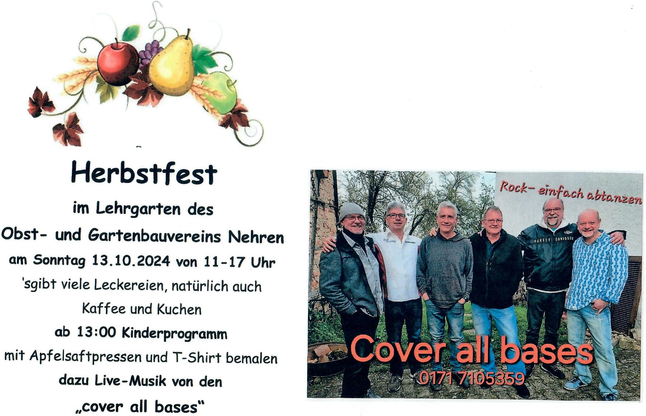 Herbstfest des OGV Nehren mit Live Musik