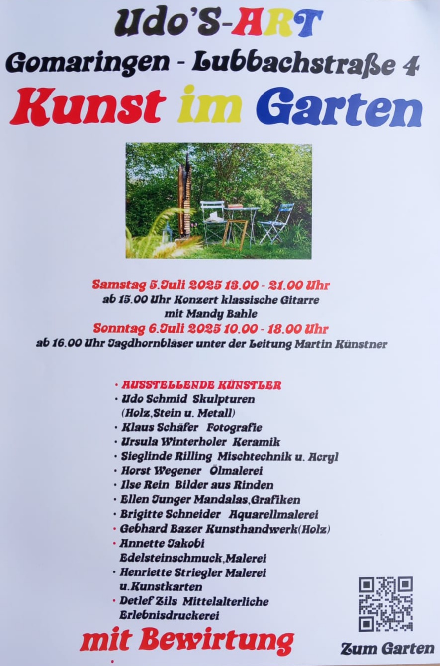 05./06. Juli 2025 - Kunst im Garten, Udo`s Art in Gomaringen