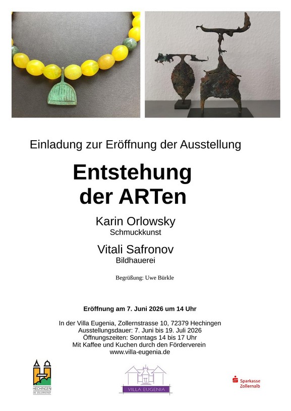 07.06.2026 Vernissage: Entstehung der ARTen - Villa Eugenia in Hechingen